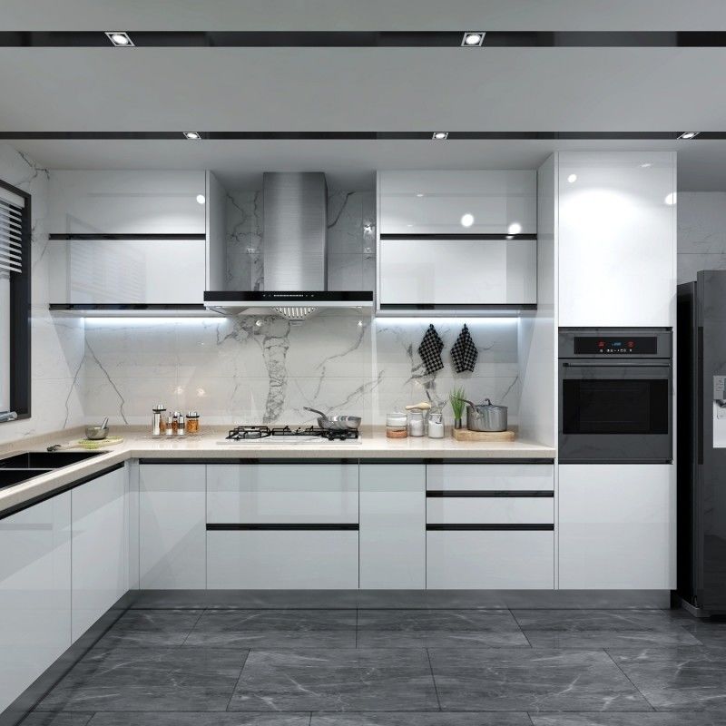 Blum Hardware Современный дизайн Light Box Кухонный шкаф для цветного дизайна маленькой кухни