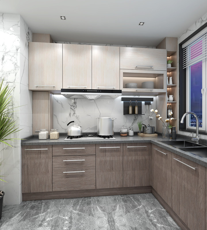 Полный набор кухонных шкафов с водонепроницаемым огнеупорным преимуществом и настройкой