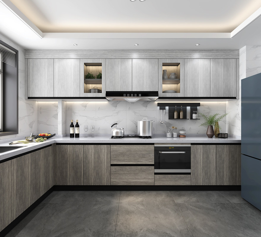 Полный набор кухонных шкафов с водонепроницаемым огнеупорным преимуществом и настройкой