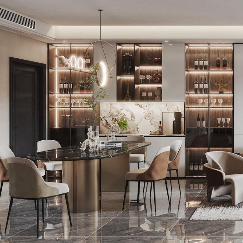 Доступные модульные кухонные шкафы с меламинной доской и аппаратным обеспечением Blum в Шри-Ланке