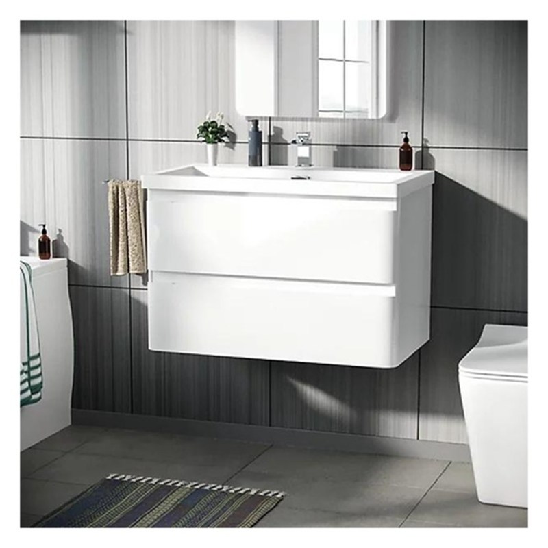 Массивное дерево круглый подвешенный ванной ванной с раковиной и небольшой формат глянцевой отделки