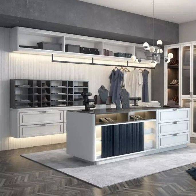 Современный MR HDF Board Island Wardrobe, настраиваемый для высококлассного дизайна и функциональности