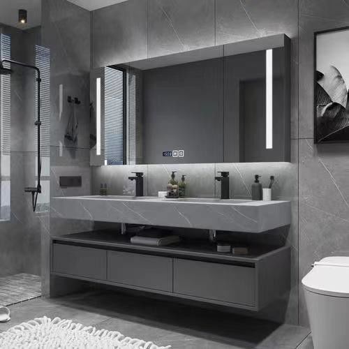 Организуйте свою ванную с помощью YALIG Custom Vanity Cabinet Double Sink и Silver Mirror