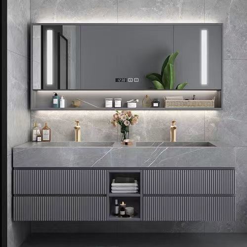 Организуйте свою ванную с помощью YALIG Custom Vanity Cabinet Double Sink и Silver Mirror