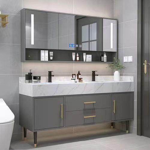 Улучшите свою ванную с помощью YALIG Custom Gold Double Sink Vanity Combo и Wall Mount