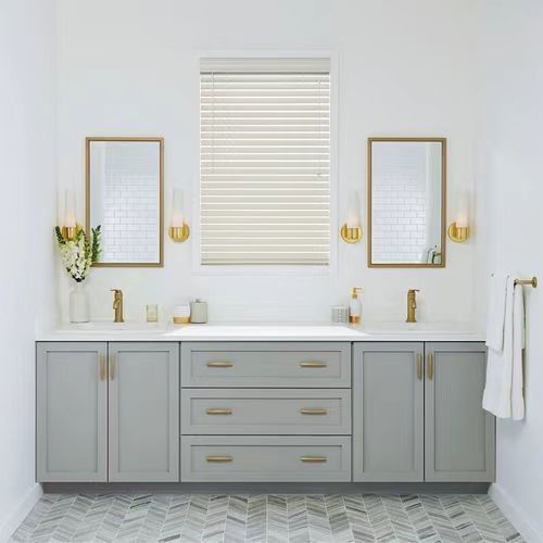 Улучшите свою ванную с помощью YALIG Custom Gold Double Sink Vanity Combo и Wall Mount